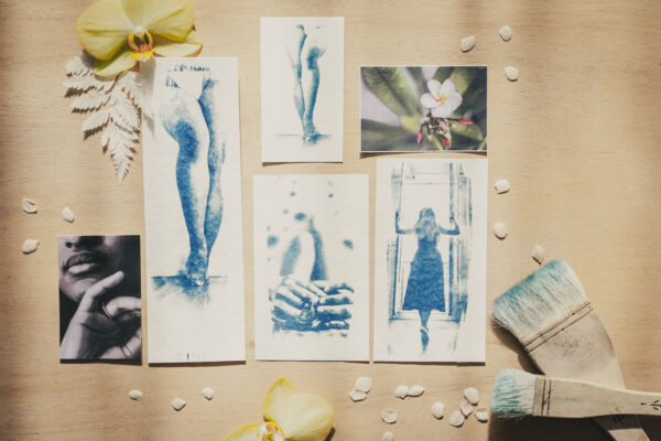 Lot papeterie sensuel fabriqué en France fait main cyanotype & stickers spécial fête des mères